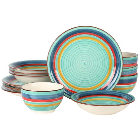 Gibson Home Rainbow 12-Piece Hand-Painted Kitchenware Set - Colorful ...