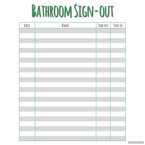 Bathroom Sign Out Sheet School at Shirley Whitt blog