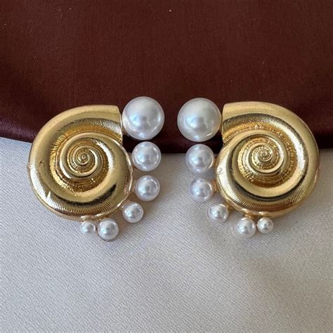 TFC Pearl Shell Gold Plated Stud Earrings