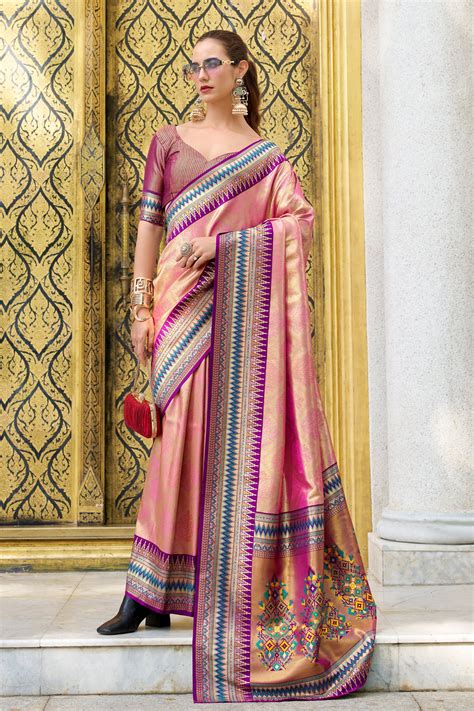 Buy Pink Woven Tissue Silk Saree Online | Saree Buta | ZB134038