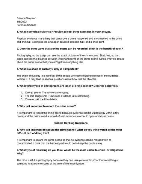 Image result for Forensic Science Questions