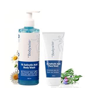 Be Bodywise 1% Salicylic Acid Body Wash & 2% Salicylic Acid Face Wash ...