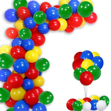 Buy Red Yellow Blue Green Balloons, 100 PCS Circus Theme Party ...
