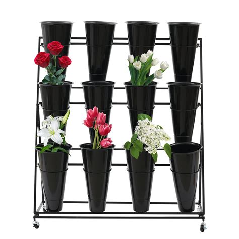 Buy Flower Display Bucket Stand with 12pcs Plastic Buckets, Heavy Duty ...