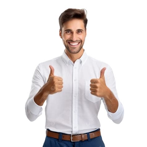 Man In Shirt Smiles And Gives Thumbs Up To Show Approval Of Proposed ...
