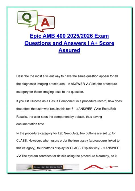 Epic AMB 400 – 2025/2026 – 160 Questions and Answers – SmartSets, OCC, Preference Lists – Epic ...