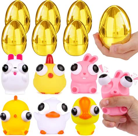 Amazon.com: 8 Pack Jumbo Golden Easter Eggs Fillers Eye-pop Fidget Toys ...