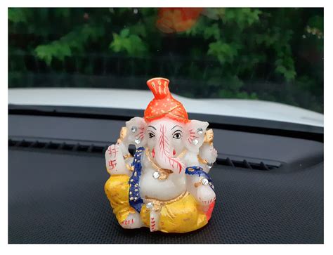 Buy AFTERSTITCH Ganesha Idol for Car Dashboard Pagdi Baal Ganesh Statue ...