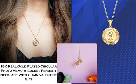 Via Mazzini 18K Real Gold Plated Circular Photo Memory Locket Pendant ...