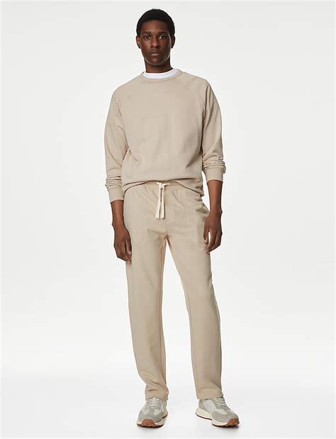 Drawstring Pure Cotton Straight Leg Joggers