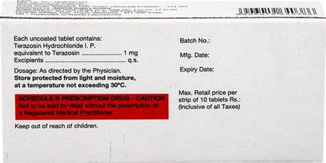 Hytrin 1 MG Tablet (10): Uses, Side Effects, Price & Dosage | PharmEasy