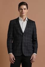 Buy Men Black Slim Fit Check Formal Blazer Online - 955091 | Allen Solly