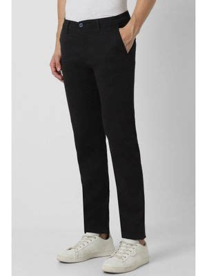 Buy Peter England Men Black Solid Super Slim Fit Casual Trouser (30) Online