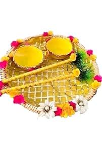 Buy Wood Haldi Round Shape Platter For Haldi Ceremony/Wedding Plater ...