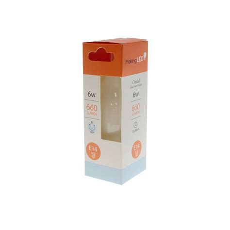 Milky light bulb C37 E14 6W 6000K