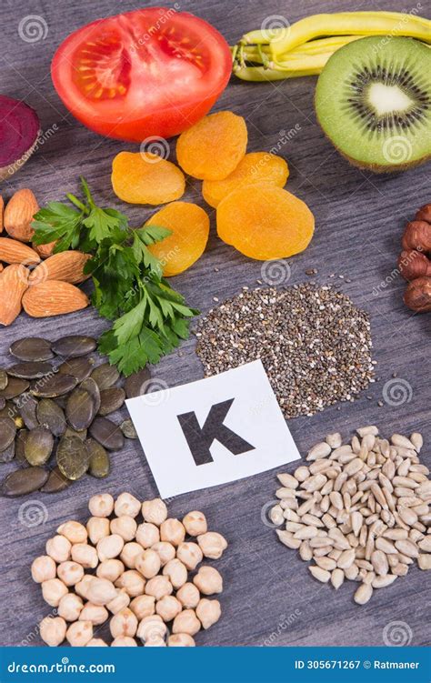 Various Ingredients As Source Natural Minerals, Potassium, Vitamin K ...