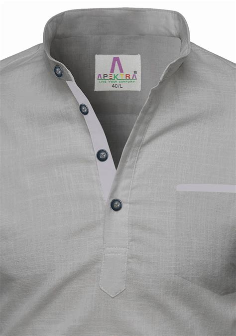 Men's Cotton Fabric Contrast Design Gray Kurta – Apektra