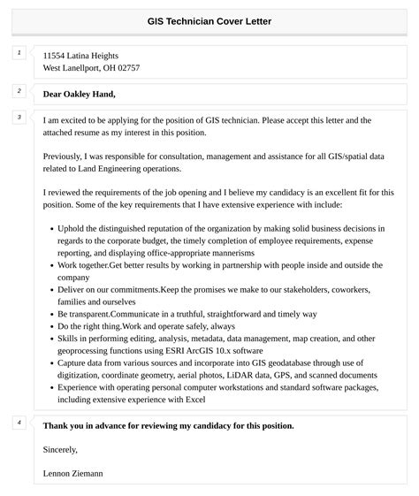 GIS Technician Cover Letter | Velvet Jobs