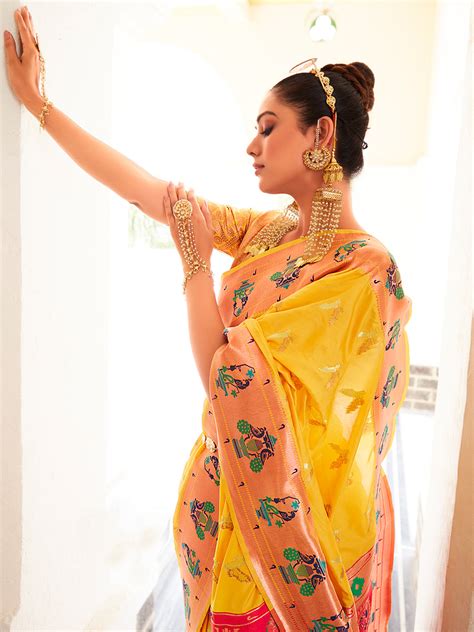 Buy Yellow Paithani Saree Online – Ranreet