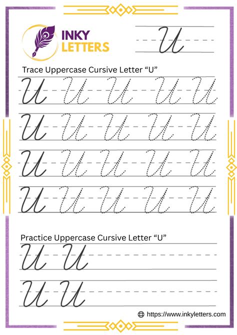 Cursive U - Worksheets and Tutorial (Uppercase + Lowercase)
