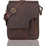 Leaderachi Men's Vintage Hunter Leather Cross-body Messenger Bag (Brown ...