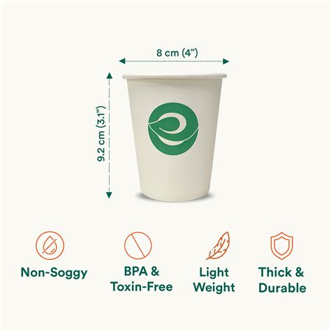 Buy 250 ml Biodegradable Paper Cup Without Lid| EcoSoul – ECOSOUL HOME ...