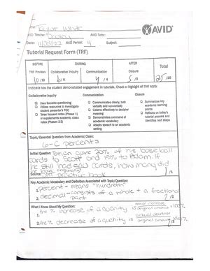 Image result for Tutorial Request Form Avid Filled Out