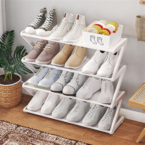 4-Tier Shoe Rack Organizer, Shoe Rack for Closet Floor, Space Saving ...