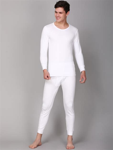 Buy Aerowarm Men White Solid Thermal T Shirt & Bottom - Thermal Set for Men 20570328 | Myntra