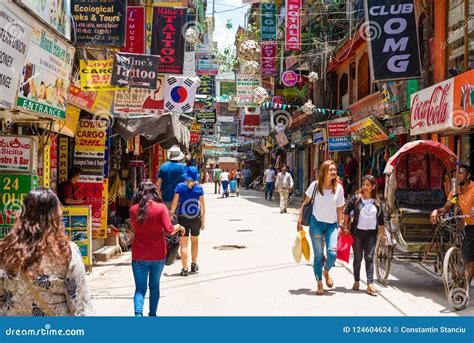 Street View in Thamel District, Known As the Centre of the Tourist Industry in Kathmandu, Nepal ...