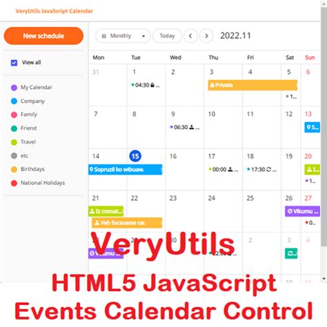Image result for JavaScript Event Calendar