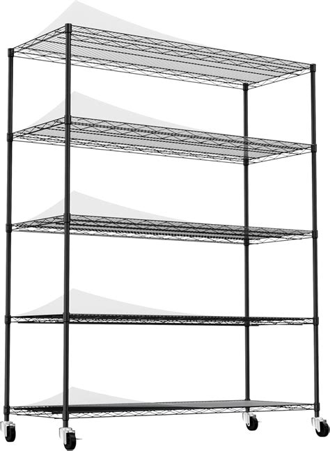 Amazon.com: 5-Tier Metal Wire Shelving Unit with Wheels, 60" L×24" W×72 ...