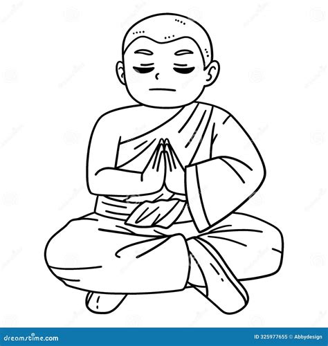 Buddhism Buddhist Monk Isolated Coloring Page Stock Vector - Illustration of belief, temples ...