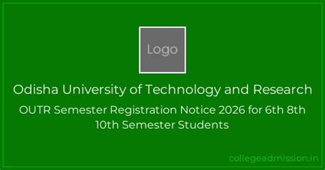 Odisha University of Technology and Research: OUTR Semester ...
