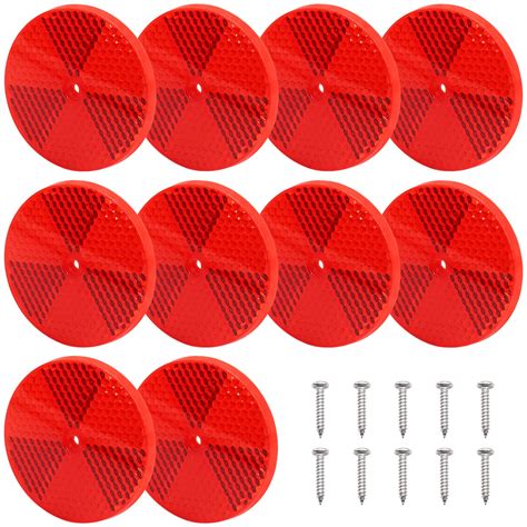 weideer 10pcs Red Round Reflector with Center Mounting Hole for Cars ...