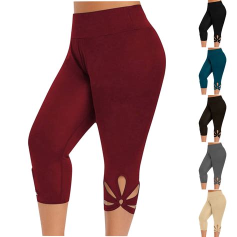 AGWOLF Plus Size Capri Leggings for Curvy Women S-5XL High Waist ...