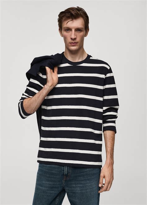 100% cotton striped t-shirt - Men | MANGO USA