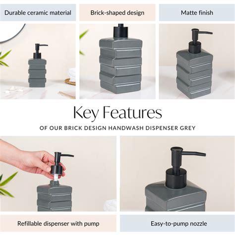 Brick Design Handwash Dispenser Grey 450ml Online - Premium Dispenser ...