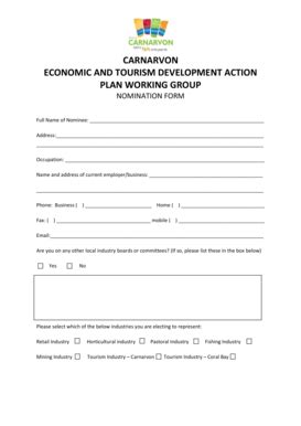 Fillable Online carnarvon wa gov CARNARVON ECONOMIC AND TOURISM ...