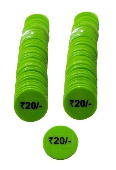 MOREL RS20 20RS, 20 Rupee Coin Rupees, Green Plastic Round Token Coin ...