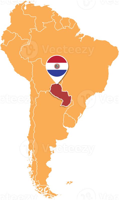 Paraguay map in South America, Icons showing Paraguay location and ...