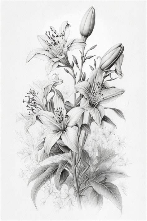 Lily Flower Pencil Drawing at Evelyn Morgan blog