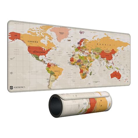 Portronics Comfipad Atlas World Map Desk Mat 80x30cm Extended Mouse Pad ...