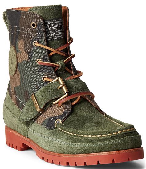 Polo Ralph Lauren Men's Ranger Suede and Camo Lug Sole Boots Dillard's