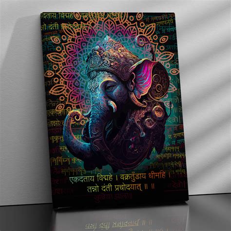 Indian Lord Ganesha Canvas Painting | Divine Artwork for Home Decor ...
