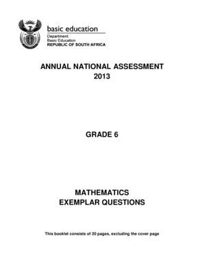 Fillable Online Annual national assessment 2013 grade 6 mathematics ...