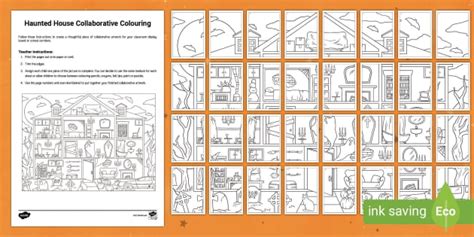 KS2 Haunted House Collaborative Colouring Activity - Twinkl