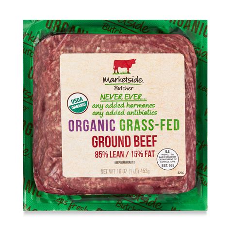Marketside Organic Grass-Fed Ground Beef, 85% Lean/15% Fat, 1 lb ...