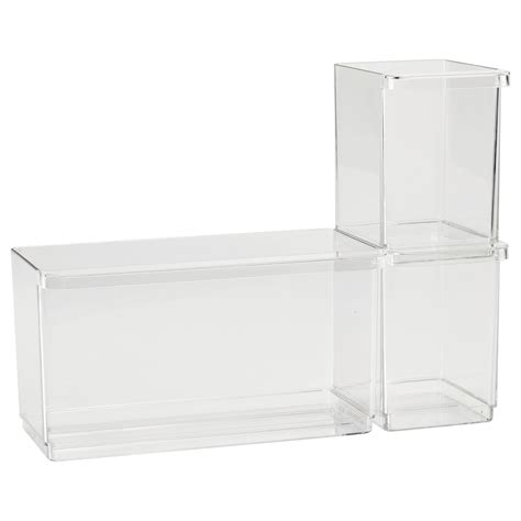 KLIPPKAKTUS storage box for fridge, set of 3, transparent - IKEA