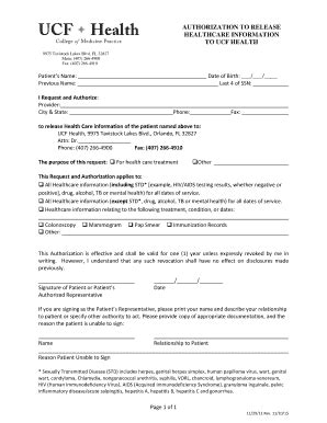Fillable Online TO UCF HEALTH Fax Email Print - pdfFiller